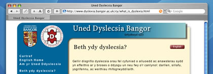 Bangor Dyslexia Unit welsh translation page