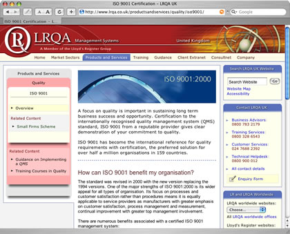 LRQA ISO 9001 product page